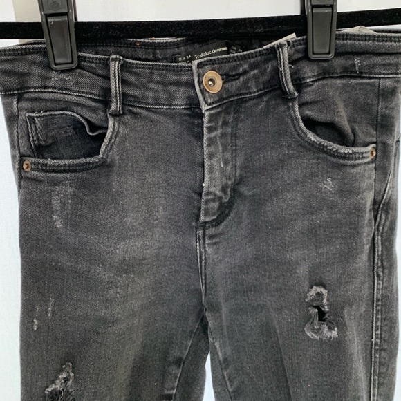 Zara Trafaluc Denimwear Dark Grey Ripped Skinny - Picture 3 of 6